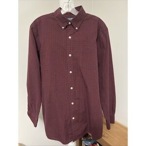 Mens Chaps Button down plaid shirt Large Red black